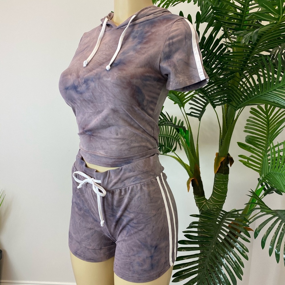 ‼️ Two Piece Set Active Wear Crop Top Shorts Set